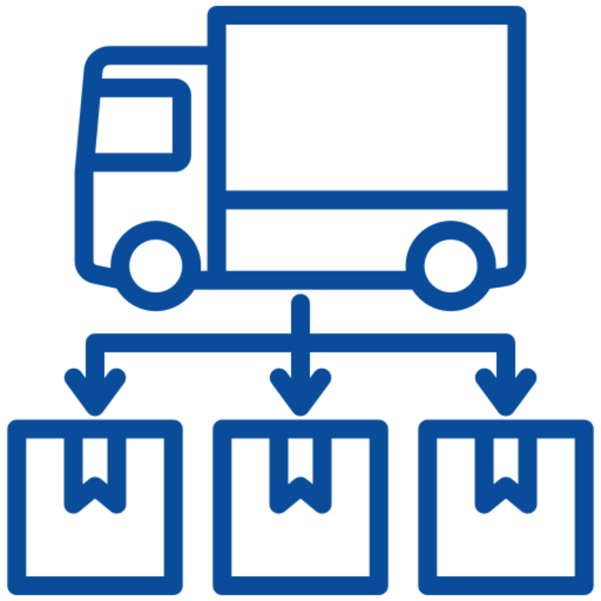 Delivery truck with three packages icon