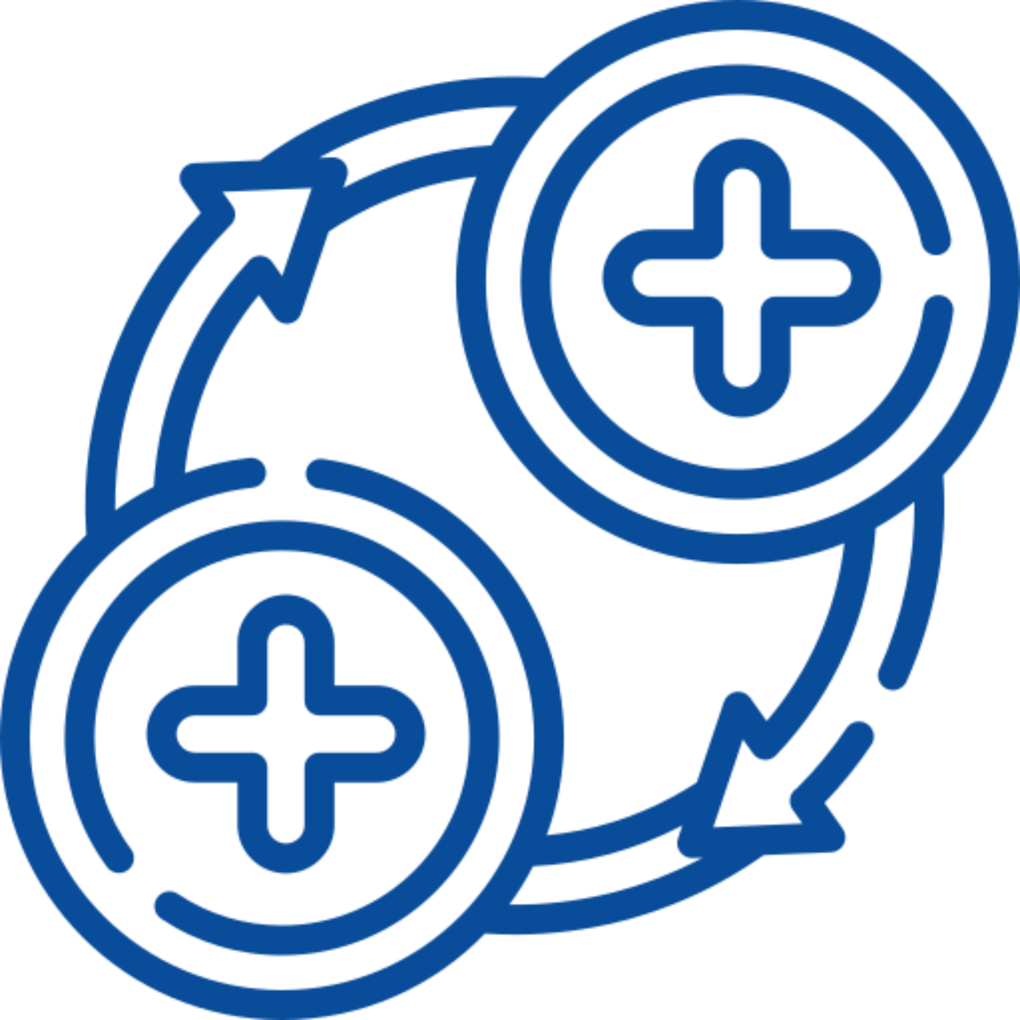 Blue arrows and plus symbols